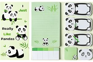 E1MITY 550 Sheets Panda Sticky Notes Set Panda Shaped Paper Clips Novelty Self Adhesive Sticky Notes Writing Memo Pads for Children Home Office School Supplies Page Marker Gift for Teacher Student