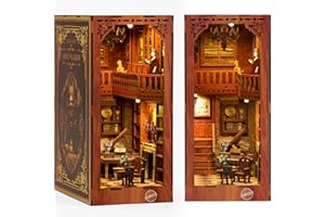 inaepeak DIY Book Nook Kit, 3D Puzzle Puppenhaus Holz Haus, Puppenhäuser Miniatur Haus Kit mit LED Licht, DIY Miniaturhaus Bausatz für Erwachsene, Bücherregal Deko Bastelset Geschenken (Grimm's House)