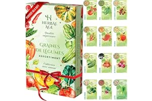 HERBAL AGE Cultivez Votre Propre Potager – 12 Variétés De Graines De Légumes, 5100 Graines Prêtes A Etre Cultivées – Kit De Plantation De Légumes, Cadeau Jardinage Femme, Enfants, Débutants