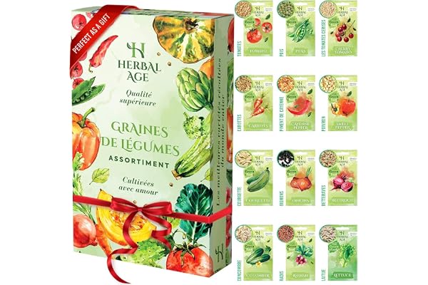 Cultivez Votre Propre Potager – 12 Variétés De Graines De Légumes, 5100 Graines Prêtes A Etre Cultivées – Kit De Plantation De Légumes, Cadeau Jardinage Femme, Enfants, Débutants