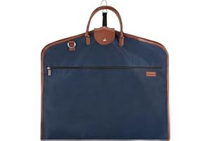Hugh Butler - Housse de Costume (Léger) 40" - Élégante pour 1-2 Costumes avec Sangle d’Épaule - Housse À Vêtements pour Hommes et Femmes - Pliable - Vêtements sans Faux Plis. Niles Bleu Marine/Marron