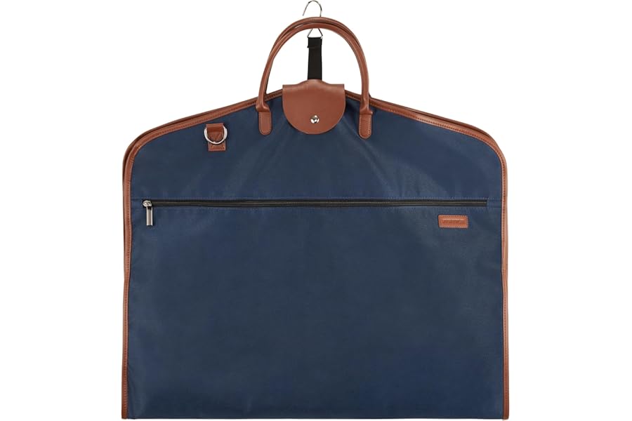 Travel Suit Carrier Bag (Light) for 1-2 Suits 40" - Elegant Business Suit Cover with Shoulder Strap - Garment Bags for Men and Women - Breathable, Foldable, Clothes Without Creases - Niles Brown-Blue