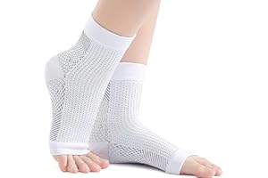 OWNKIM Skarpety do neuropatii, skarpety kompresyjne łagodzące ból i podtrzymujące kostki, idealne do zapalenia powięzi podeszwy - białe, rozmiar L-XL