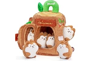 JoyCat Baby Toys 6-12 Months - Soft Baby Treehouse with 5 Sensory Squirrels - Rattle, Crinkle Paper, Squeaker, Mirror, Montessori Soft Toys for Toddlers 0-3 Years Old - Christmas Birthday Gift