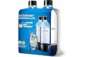 ‎SODASTREAM SodaStream DuoPack Tritan 1L Ersatzflaschen für alle gängigen Sodastream Wassersprudler mit Kunststoff-Flaschen mit Schraubgewinde, 2x 1 L PET-Flasche, Grau