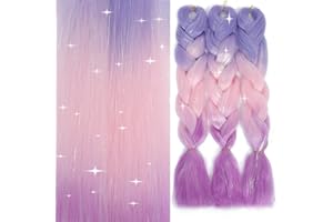 FANWYFYU Ombre Braiding Hair, Ombre Braiding Hair Extensions sintetiche ad alta temperatura (MC33-LSS, 24"" (confezione da 3) LSS)