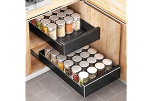 KITSTORACK Cajones Extraibles Para Cocina,Cajón Deslizante Para Alacena, Extensible Cajon Telescopico Adhesivo,Sin Necesidad de Taladrar Ni Clavar, blanco, 30 cm de Ancho x 53 cm de Profundidad x 8 cm de Alto