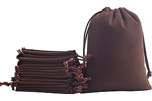 KONMAY 10pcs Big Velvet Drawstring Bags, Brown 17.0x23.0cm Velevet Jewellery Pouches for Gifts, Party Favors