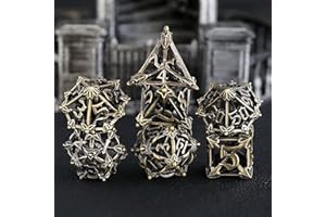 ELIFEL Dadi Set D&D Metallo 7 pezzi D4 D6 D8 D10 D12 D20 D% Fiore Bronzo Cavo Poliedrici Dadi per Dungeons and Dragons Pathfinder Warhammer Giochi da Tavolo RPG MTG Giochi