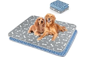 HMSENG 2Pezzi Tappetini Assorbenti per Cani, 90*80CM Tappetini per l'addestramento dei Cuccioli Lavabili e Riutilizzabili, Impermeabil Tappetini ，Design a 4 Strati Morbido/Super Assorbente-Grigio Blu