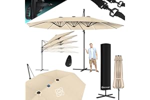 KESSER® Ombrellone parasole doppio + copertura | Ombrello da giardino | Ombrello del mercato | Ombrello da terrazzo con manovella | Alluminio | resistente ai raggi UV | idrorepellente