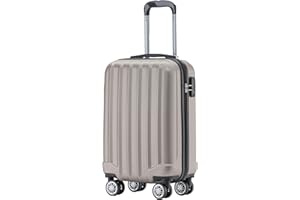 BEIBYE TSA-Schloß 2080 Hangepäck Zwillingsrollen Reisekoffer Koffer Trolley Hartschale Handgepäck M(Boardcase) (Champagner, M)