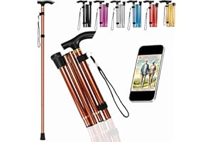 TIRIMBELES Bastón Plegable Ligero de Aluminio. Bastón para Mayores y Rehabilitación, Bastones Extensibles para Caminar 5 Alturas Ajustables, Bastón Telescópico, Estable y Seguro con Taco Antideslizante