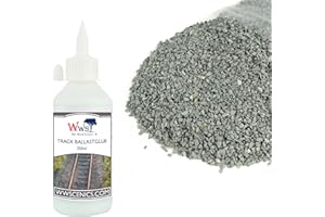WWS WAR WORLD SCENICS War World Scenics 500g Feiner Dunkelgrauer Schotter & 250ml Gleisschotter-Kleber Modellbahn Set