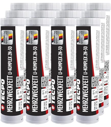TECPO Grasso Universale Multiuso EP2 | 12 X 500g | Al Litio, Ad Alte Temperature, Per Cuscinetti E Ruote