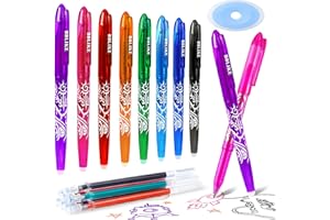 BBLIKE Długopis żelowy, 8 sztuk, z 8 wkładami i 1 gumką do ścierania, długopis żelowy z gumką do ścierania, ścieralne długopisy (kolor)