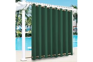 LiveGo Outdoor Curtains for Garden Patio Gazebo Pergola,Waterproof,Windproof,Blackout Thermal Insulated Double Grommet(Top and Bottom) Outdoor Curtains for Garden Patio Door(1 Panel,100"*84",Green)