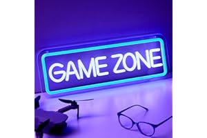 NELUX Neon LED Game Zone, Gaming Decoration Chambre Murale Lampe, Accessoire Gaming Room Deco Setup Ado Gamer, Enseigne Lumineuse Cadeau. Connexion batterie ou USB.