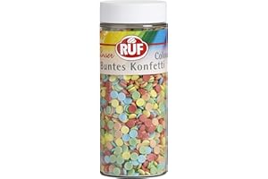 ‎RUF RUF Bunte Konfetti Streusel, Zucker-Dekor in 5 kunterbunten Farben, Streudekor für Geburtstags-Kuchen, Muffins und Plätzchen