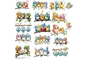 CRASPIRE 8 Foglio di Adesivi per Finestre con Uccellini Carini Adesivi Murali Autoadesivi Adesivi in PVC Impermeabili Decorazione Primaverile per Camera da Letto Aula Casa Ristorante Cucina Vetrina