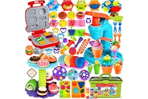 Frasheng Pate a Modeler, 76 Pièces Pâte À Modeler pour Enfants, Accessoires en Pâte à Modeler pour Créer des Hamburgers et des pizza, Pâtes, Outils de Pâte À Modeler, avec 12 Pots de Pate a Modeler