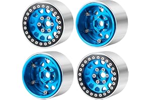 Runup 4 Stück Metall 1.9 Beadlock Felgen-Set, Breite 35 mm Radnabe für Axial SCX10 SCX10 II 90046 SCX10 III AXI03007 TRX4 Gen8 1/10 RC Crawler (Blau)