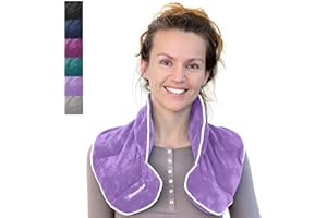 Qomfor Almohadilla de calefacción para microondas para cuello y hombros – Calmante ponderado para el cuello y el microondas – Calentador de cuello para aliviar el estrés y el dolor (Lila)