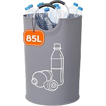 Poubelle De Tri Sélectif 150L - 2 Compartiments Avec Couvercle - Pour Recyclage Bouteilles Plastique/Verre - Extérieur/Cuisine