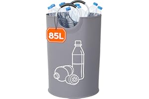 Lifewit 85L Collecteur de Bouteilles, Poubelle Tri Selectif pour Plastique, Bouteilles Verre, Poubelle Exterieur de Recyclage avec Poignée en Aluminium, Poubelle Cuisine Rangement de Bouteilles, Gris