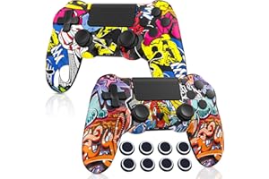 Lapezei Wireless Controller für Ps 4 Dual Vibration Kabellose Gamepad mit Turbo und 3.5mm Audio Jack/LED/Touch Pad/Joystick caps für P-s4/Pro/Slim/Pc