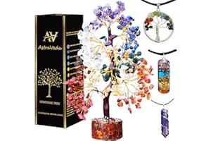 AstraVeda 7 Chakra Tree, Tree of Life, Amethyst Pendant, Crystal Tree, Feng Shui Tree, Positive Energy Tree, Meditation Gift, Crystals and Stones, Spiritual Items, 300 Beads