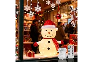 Aigostar Luces Decorativas Navideñas de Muñeco de Nieve con Caja de Pilas, con Mando a Distancia, Plegable, Blanco Cálido, 8 Modos, 70cm,Temporizador, IP44 para Interior y Exterior