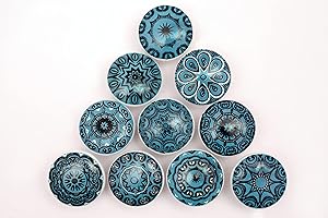 KNOBSWORLD Keramikknäufe, gemischt, im Retro-Look, 10 Stück, Blumendesign, Griffe für Türen, Schränke, Schubladen