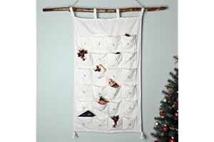 I LOVE MOM Adventskalender zum Befüllen Stoff,Countdown Kalender zum Aufhängen mit 24 Stoffbeutel,wiederverwendbarer Weihnachtsdeko für Kinder & Familie