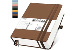 Mlife A4 Lined Journal Notebook, -360 numerowanych stron, gruby notatnik College Ruled Notebook, gruby papier 100Gsm Premium, kieszeń wewnętrzna, twarda okładka PU, kobiet, biura i pracy (brązowy)