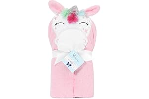 Be Mammy Asciugamano con Cappuccio 100% Cotone Neonato e Bimbo 95cm x 95cm BE20-272-BBL (Rosa - Unicorno)
