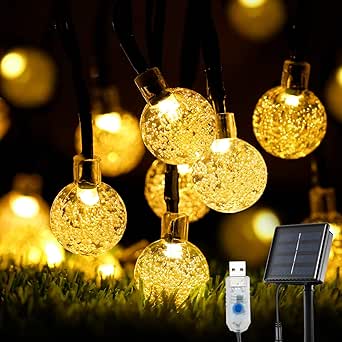 Solar String Lights Outdoor Oxyled 39 Ft 60 Led Solar Fairy String Lights Garden Solar Usb Powered Waterproof Crystal Ball Decorative Fairy Lights For Garden Patio Yard Wedding Party Amazon Co Uk Lighting