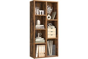 VASAGLE Bookcase, Bookshelf, Storage Shelf with 7 Compartments, Standing Shelf, Cube Shelf, for Living Room, Home Office, Dinning Room, Rustic Brown LBC27BX