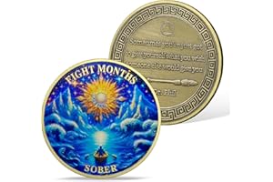 ‎ATSKNSK AtSKnSK 8 Monate Nüchternheits Münze 1-12 Monate Nüchternheits Münze Reborn Sober HA NA AA Genesungssüchtige Chips Medaillons Narkotika Alkoholiker Anonyme Geschenke für Männer Damen (8 Monat)