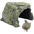 BREUAILY Large Reptile Rock Hideout Tortoise Hideout House Simulation Resin Escaping Hidden Habitat Decoration Terrarium Hideouts for Turtles Lizards Reptiles Amphibians