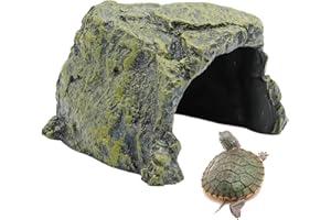 BREUAILY Großes Reptilien Versteck Resin Schildkrötenverstecke Höhle Fisch Versteckt Höhle Reptilien Habitat Shelter Dekoration für Schildkröten Echsen Bartagame Gecko Amphibien Fisch