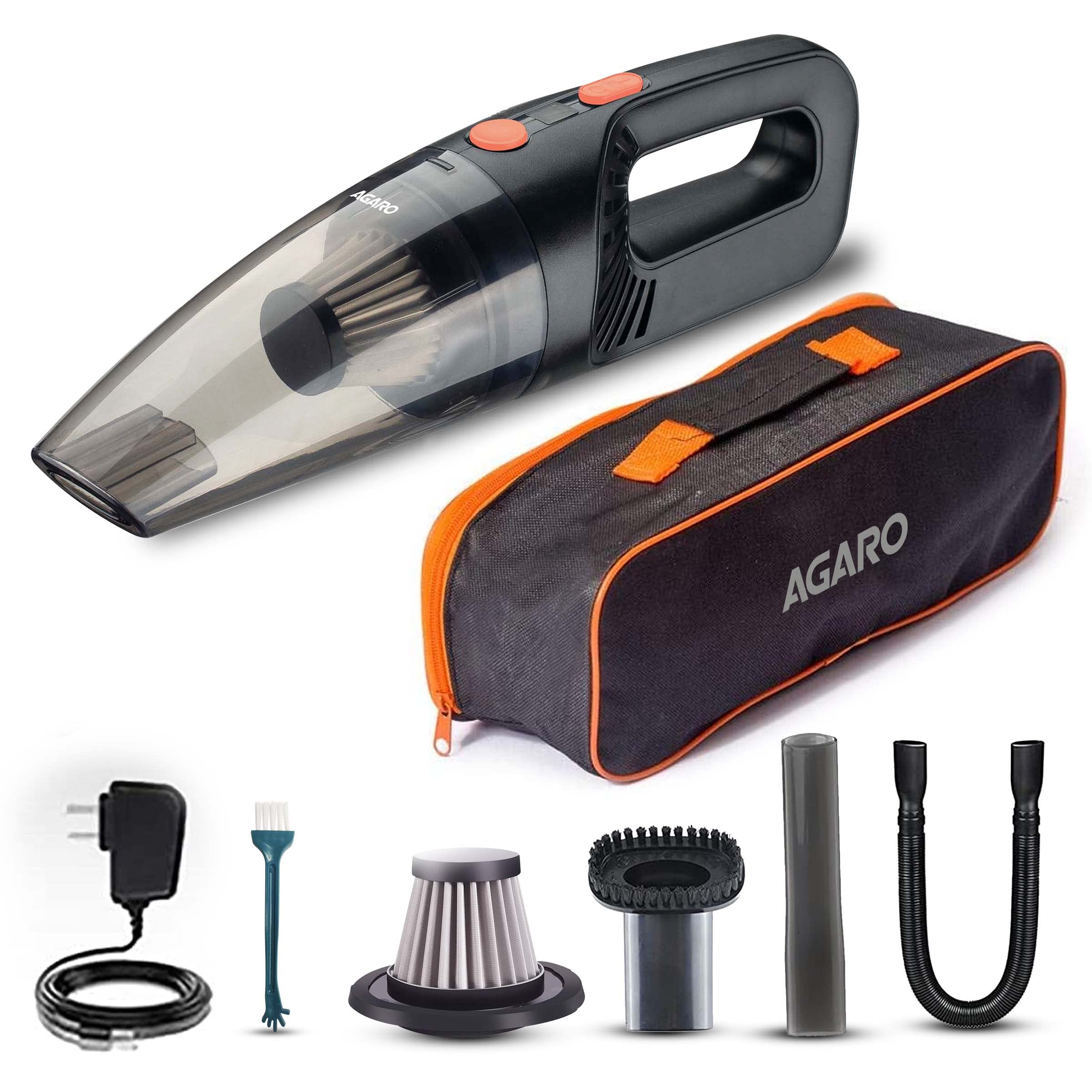 Agaro HVC1081 Cordless Rechargeable Car Vacuum Cleaner, Portable, Handheld,110W, 5.5KPA Power Socket,Stainless Steel Filter, 