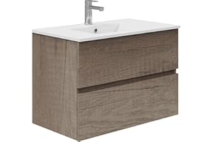 Baikal Mueble de Baño TRIX. Mueble 2 cajones, suspendido en Pared. Varios Acabados y Medidas. Mueble Montado. 2 Cajones 80 cm Nebraska