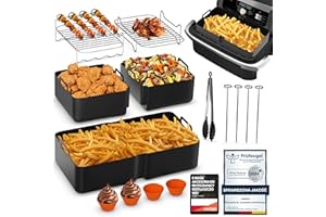 UNBOX Akcesoria do Frytkownicy Beztłuszczowej - Zestaw 15 elementów, kompatybilny z Ninja Flexdrawer AF500EU 10,4L (1×10,4L/2×5,2L), Cosori 10L - Z silikonową formą i e-bookiem