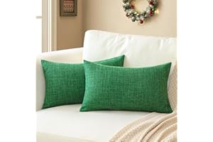 Artscope Świąteczne poszewki na poduszki, zestaw 2 lnianych, dekoracyjnych kwadratowych poszewek na poduszki, 30 x 50 cm, do dekoracji domu, na sofę, do sypialni, samochodu (Boże Narodzenie, zielone,