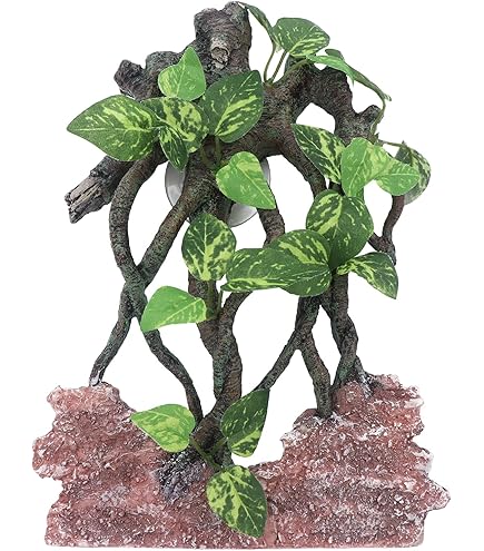 Reptielhoektak, 2 Stuks Terrariumplantdecoratie met Zuignappen voor