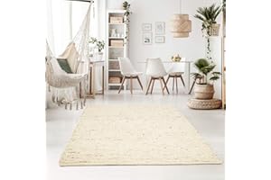 Taracarpet Handweb-Teppich Oslo Wolle im Skandinavischem Landhaus Design Wohnzimmer Esszimmer Schlafzimmer Flur Läufer beidseitig verwendbar 120x170 cm Natur