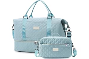 Outplea 55L Borsone Viaggio Grande, Borsa Sportivo con Scomparto per Scarpe, Borsa Parto Ospedale Mamma Leggero con Borsa da Toilette per Campeggio Yoga Nascita, Blu