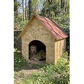 Reyo K&ouml;pek Kul&uuml;besi B&uuml;y&uuml;k Boy OSB XL Kırmızı &Ccedil;atılı100x100x78 cm