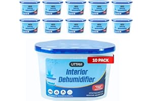UTTAM 500ml Dehumidifiers - Moisture Absorber and Condensation Remover for Home, Kitchen, Wardrobe, Bedroom, Caravan, Office, Garage, Bathroom, Basement - Effectively Combats Damp, Mold Moisture. (10)